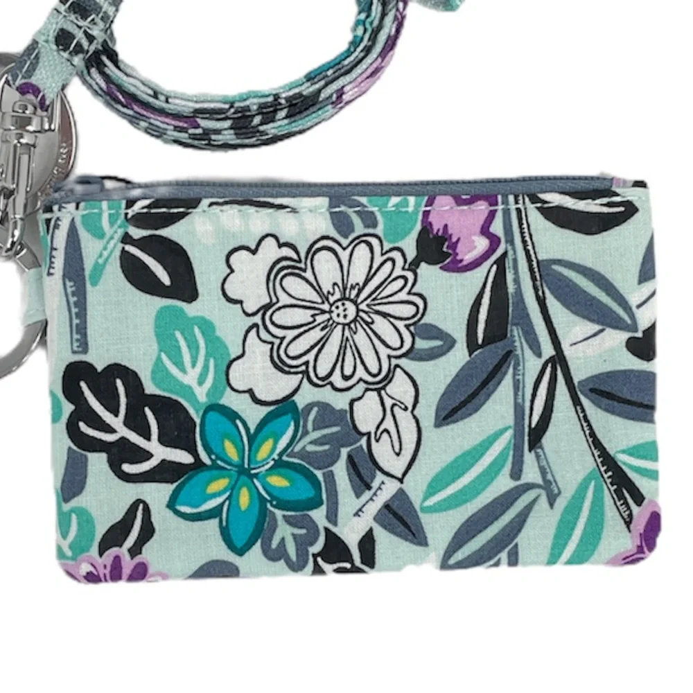Vera Bradley Penelope’s Garden Lighten Up Zip ID and Lanyard, Green, Purple